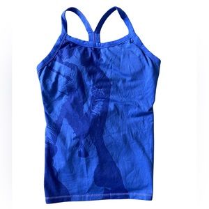 Lululemon Tank Top Tri Y Power Y Blue Purple Mesh Back Abstract Pattern